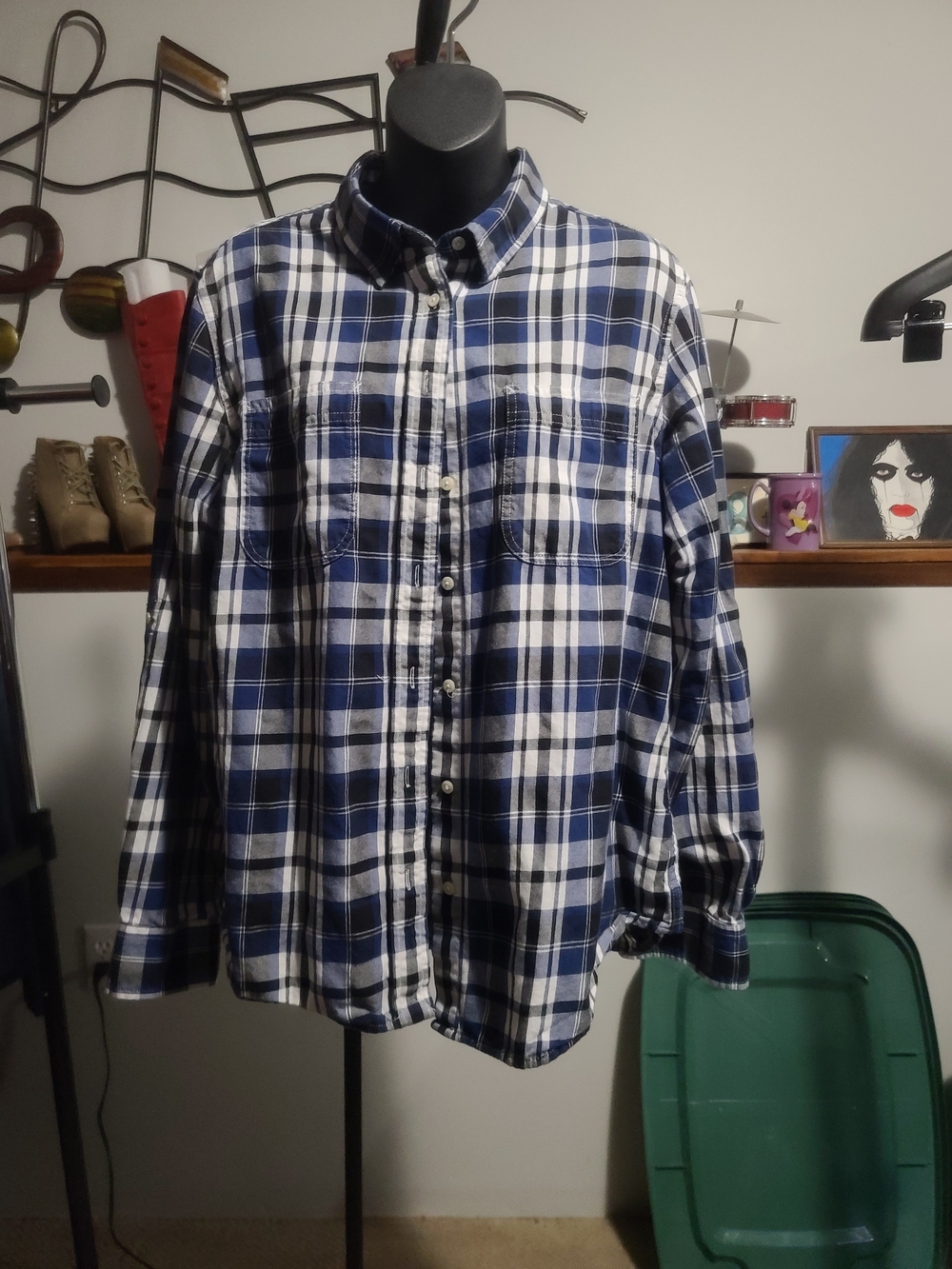 Lauren Ralph Lauren Blue and White Plaid Button-Down Shirt